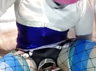 SHOW SISSY BITCH IN WHITE AND BLUE FUCKS HER PLAYING 5