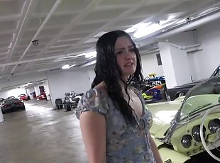 Brunette Imani Valor moans while being fingered in public - POV