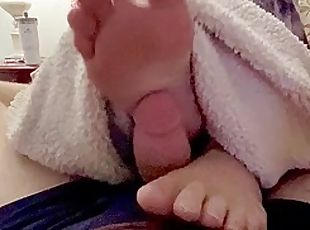 femme, amateur, ejaculation-sur-le-corps, pieds, fétiche