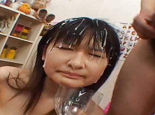 Asian teen exciting bukkake scene