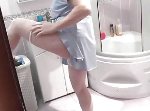 Treason wife. When husband is away, in shower neighbor fucked my wife in doggystyle and cum in pussy Close Up. Cumshot. Creampie