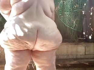 SSBBW Mega Ass In The Shower Outdoors