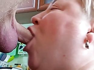 My stepmom sucks my cock and I fill her mouth with cum