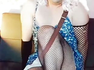 transsexual, meias, rede-de-pesca, anjo