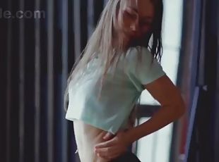 Cute teen fashion models twerk, dance naked and naked, striptease