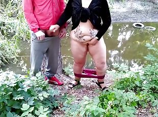 Horny Stepmother-in-law Masturbates Her Wet Pussy And Milks Her Son-in-laws Dick Outdoors