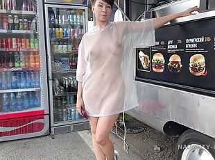 gros-nichons, masturbation, public, chatte-pussy, femme, amateur, milf, cougar