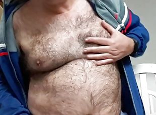 poilue, masturbation, amateur, ejaculation-sur-le-corps, gay, branlette