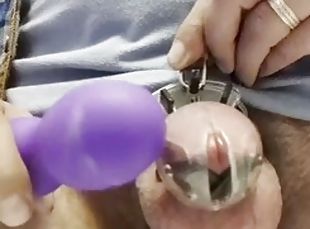 Ruined orgazm in chastity cage