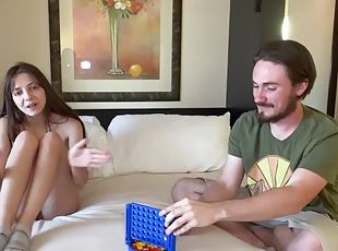 Playing a Connect 4 strip on the bed and losing all clothes in the process