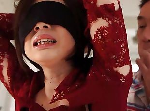 Very Sexy Asian Milf in fetish bdsm action blindfolded - ripped top