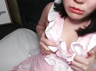 asien, blasen, beule-schuss, creampie, chubby, rasiert