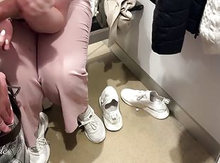 Hawk Thua in fitting room - risky blowjob and sloppy handjob