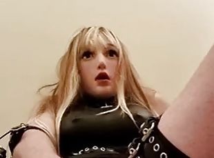 Sissy Doll Risky Anal Masturbation in Pubilc Restroom with 3 Dildos