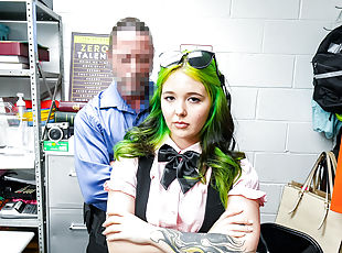 Green-haired teen Aveena Axel shagged by mature security officer