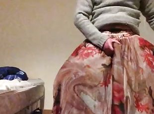 Wanking and cumming in my soft flowy skirt with hoopskirt