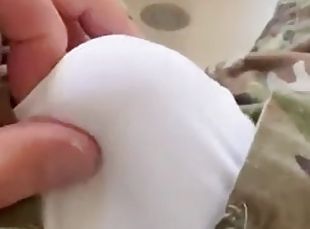 First piss-pee video! Watch while army specialist gets in a tub in uniform and begins to wet himself!