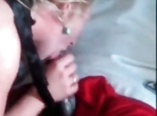 Sissy cuckold recording his wife sucking and fucking a BBC bull