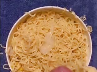 Sex with food - cum on noodles