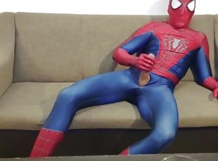 Spiderman loves to wank and cum