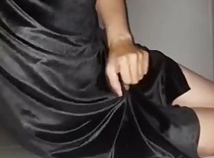 Asian CD Black Dress Velvet Masturbation