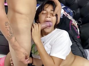 My stepsister rests her small body that I fuck her hard