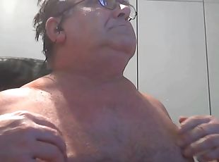 Grandpa cum on webcam