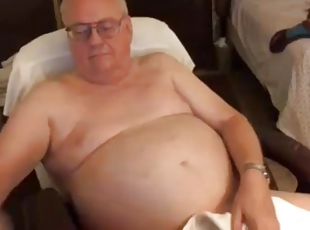 Grandpa cum on webcam