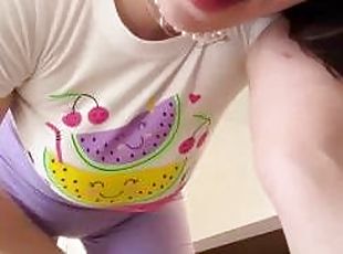 Juicy Julia busty teen plugs her phat butt