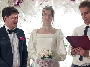 braut, im-freien, russin, schwer, schmutzig, hochzeit, weiß