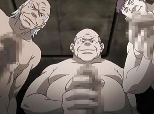gros-nichons, fellation, gangbang, ejaculation-interne, sexe-de-groupe, blonde, hentai