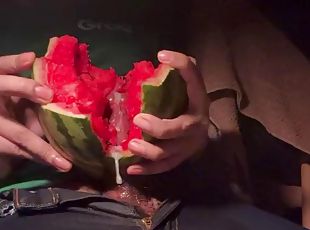 Cumshot with watermelon