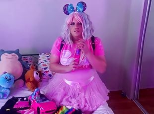 Sissy plays with her toys