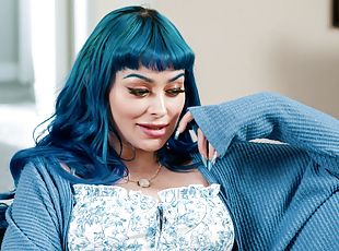 Blue-haired damsel with perfect tits gets deeply fucked after receiving oral
