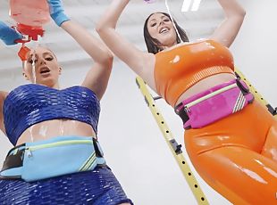 Porn actresses Angela White and Kayley Gunner Training