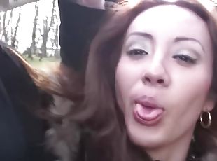 tettone, allaperto, pubblici, pompini, auto, doppie, pov, brunette, penetrazione