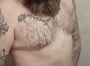 baignade, masturbation, amateur, gay, joufflue, douche, solo, tatouage, ours