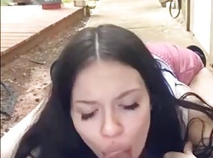 na-rua, público, amador, babes, chupanços, tiro-ao-alvo, ébona, interracial, preto, pov