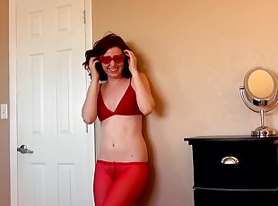 lunettes, collants, chatte-pussy, fellation, hardcore, branlette, couple, rousse, point-de-vue, lingerie