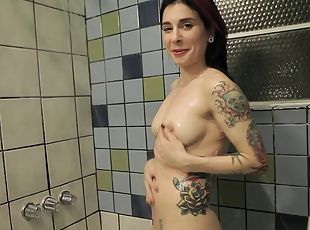 baignade, milf, pornstar, naturel, ange, fétiche, douche, solo, goth, cougar