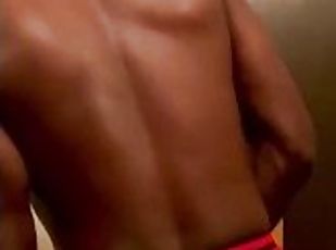 amateur, ejaculation-sur-le-corps, gay, black, gode, solo, musclé