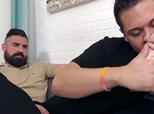 gay, estrela-porno, pés, bizarro-kinky, fetiche, musculado, urso, chupando, dedos-do-pé