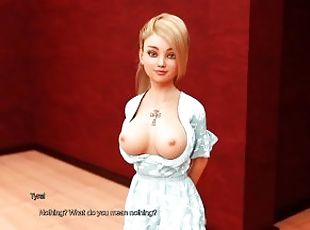 groß-titten, öffentliche, dilettant, babe, junge, blondine, unterwäsche, 3d, titten, petite