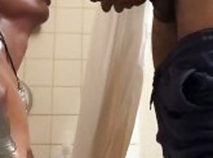 bañando, orgasmo, amateur, negra-ebony, pareja, pequeñita, ducha, tatuaje