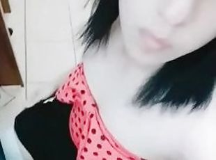 masturbieren, transsexueller, dilettant, junge, latina, petite, allein, kleine-titten