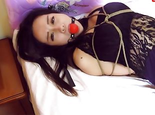 asiatisk, bdsm, strømper, fetish, solo, kinesisk, bondage, brunette