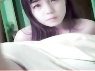 asiatisk, teenager, webcam, kær, solo