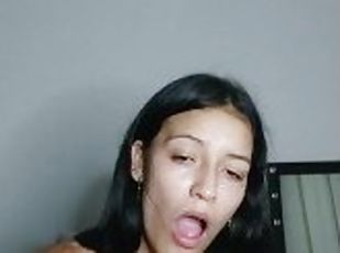 amador, adolescente, brinquedo, excitante, natural, webcam, dildo, pequeno, sozinho, morena