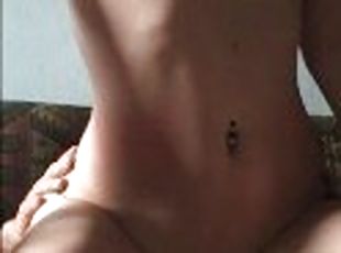 chatte-pussy, amateur, maison, ejaculation-interne, couple, ejaculation, chevauchement, assez, parfait, petite