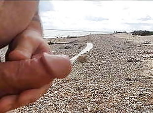 masturbation, en-plein-air, gay, plage, ejaculation